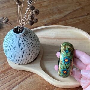 Painted Wood Bangle Bracelet